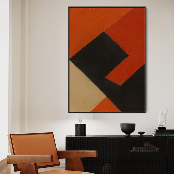 Orange Black Wall Art Canvas Framed - Rusted Geometry