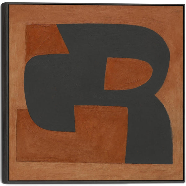 Orange Umber Artwork Canvas Framed - Rusted Monolith