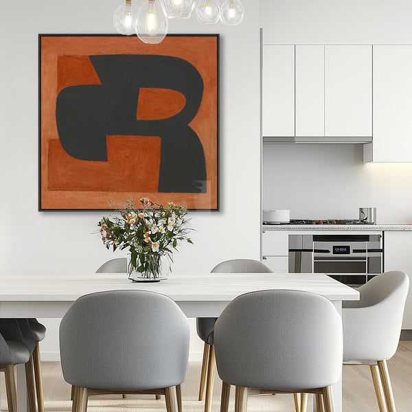 Orange Umber Artwork Canvas Framed - Rusted Monolith