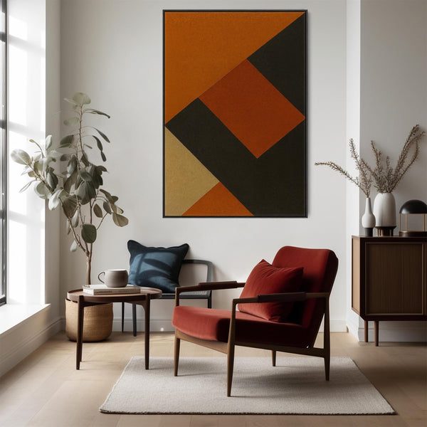 Orange Wall Art Canvas Framed - Umber Angles