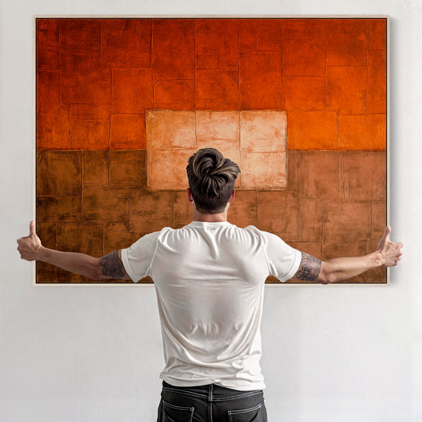 Rust Orange Canvas Artwork Framed - Autumn Patina