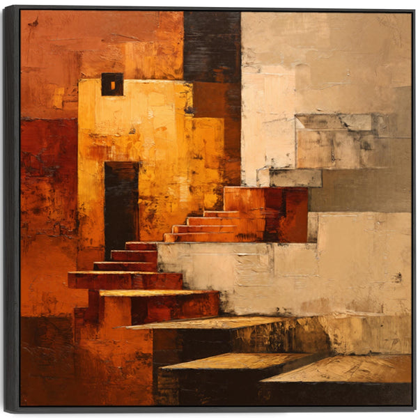 Orange Rust Abstract Framed Artwork - Autumn Steps