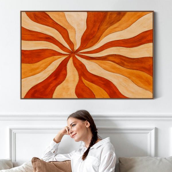 Orange Rust Abstract Framed Wall Art - Cozy Sunburst