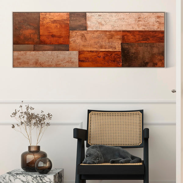 Rusty Umber Orange Horizontal Wall Art - Wide Shades of Autumn