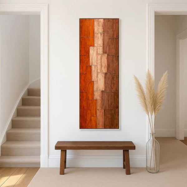 Earthy Orange Tall Vertical Wall Art - Upright Rusty Autumn