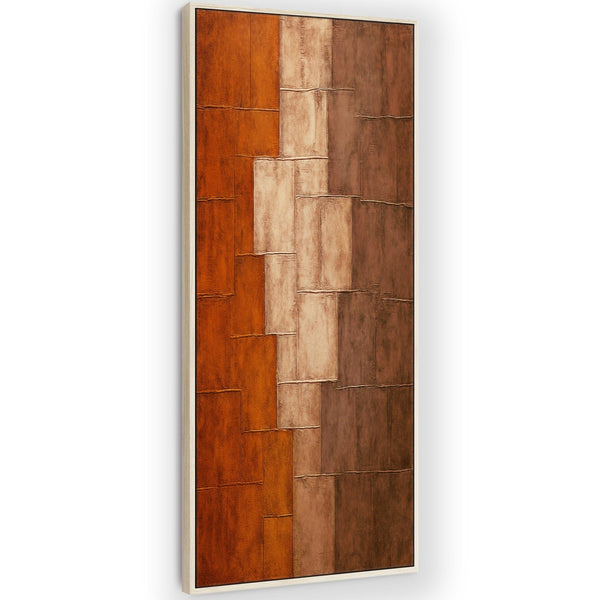 Earthy Orange Tall Vertical Wall Art - Upright Rusty Autumn