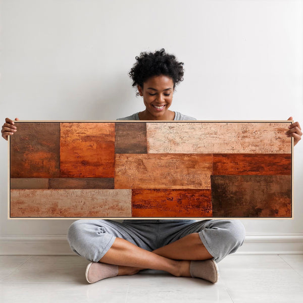 Rusty Umber Orange Horizontal Wall Art - Wide Shades of Autumn