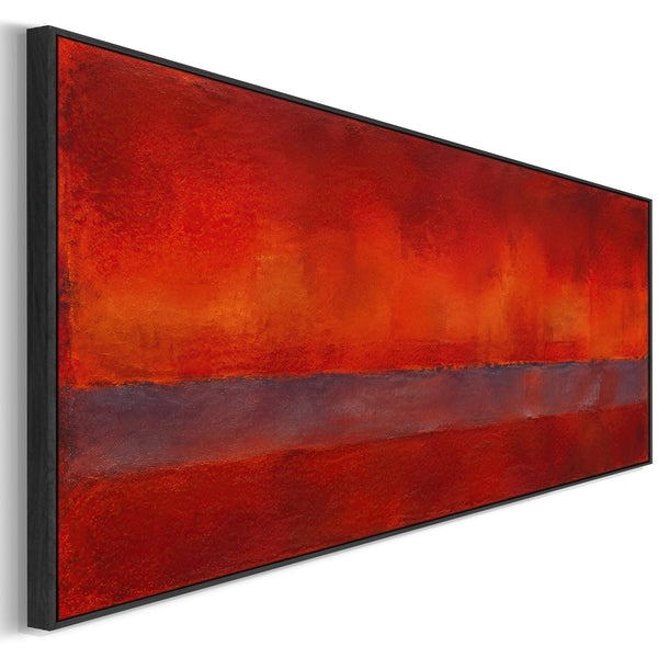 Wide Deep Red Abstract Framed Horizontal Canvas - Afterglow
