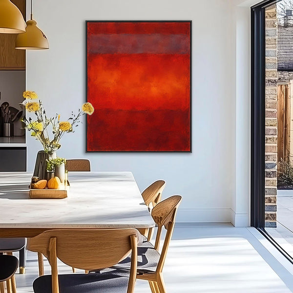 Large Mark Rothko inspired Framed Canvas - Deep Red - Smoulder