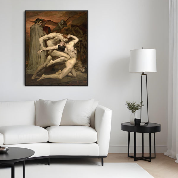 William Bouguereau Framed Art Print Canvas Dante and Virgil in Hell - Famous Painting
