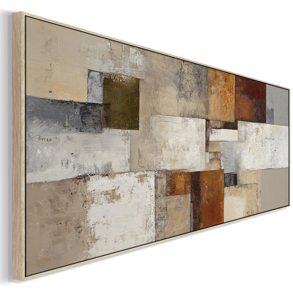 Burnt Orange Grey Stone Horizontal Canvas Artwork Framed Clay Echoes