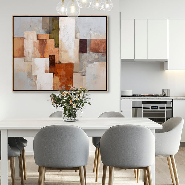 Rust Orange Grey Stone Framed Artwork on Canvas Earth Harmony