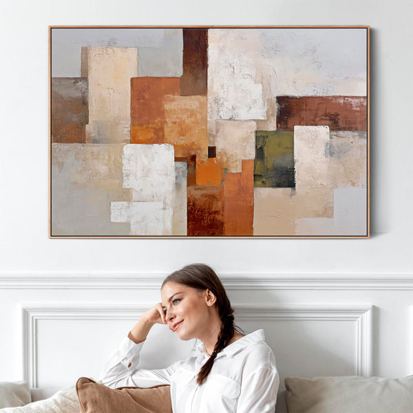 Rust Orange Grey Stone Canvas Artwork Framed Earth Whispers