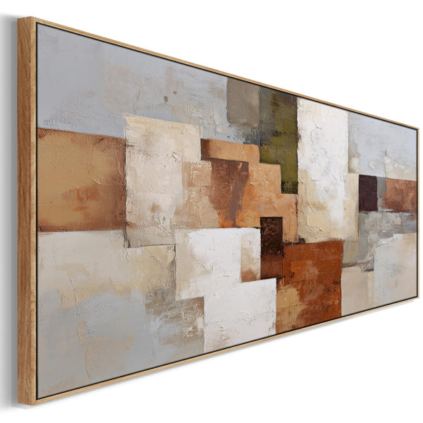 Rust Orange Grey Stone Wide Canvas Artwork Framed Horizontal Earth