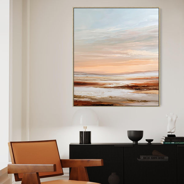 Orange Grey - Rust Horizons 1 - Framed Abstract Landscape Wall Art Canvas