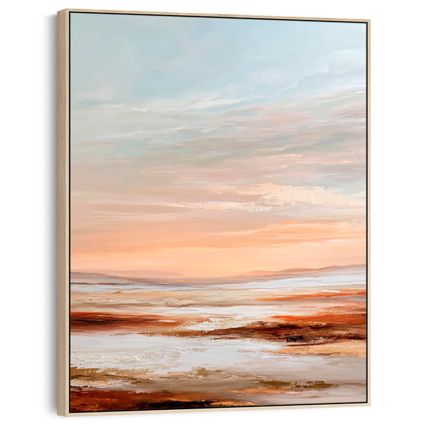 Orange Grey - Rust Horizons 1 - Framed Abstract Landscape Wall Art Canvas