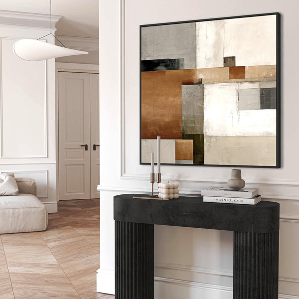 Orange Grey Framed Wall Art Canvas Terracotta Harmony