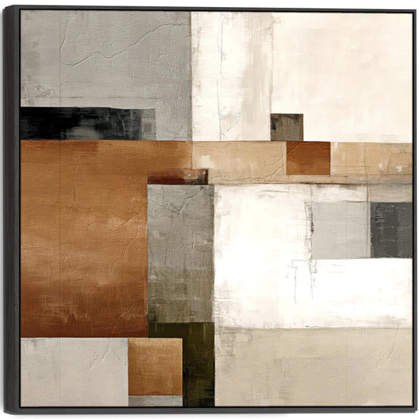Orange Grey Framed Wall Art Canvas Terracotta Harmony