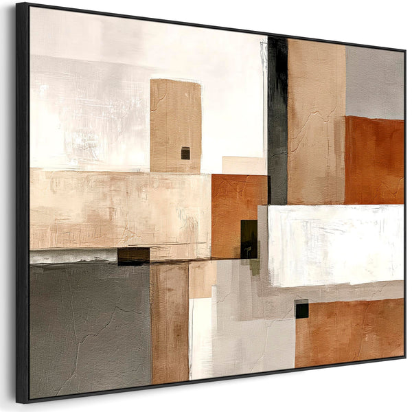 Orange Grey Framed Artwork on Canvas Terracotta Shadows