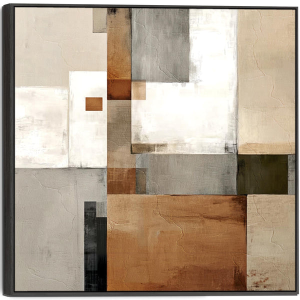 Orange Grey Framed Wall Art Canvas Terracotta Whisper