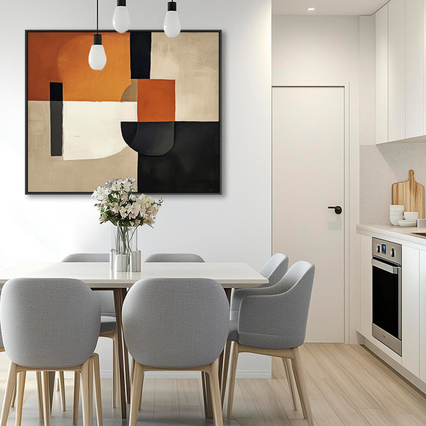 Extra Large Rust Orange Abstract Mid Century Framed Modern Canvas