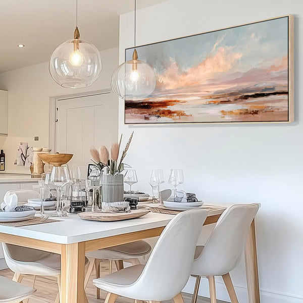 Wide Framed Panoramic Wall Art Narrow Horizon Glow