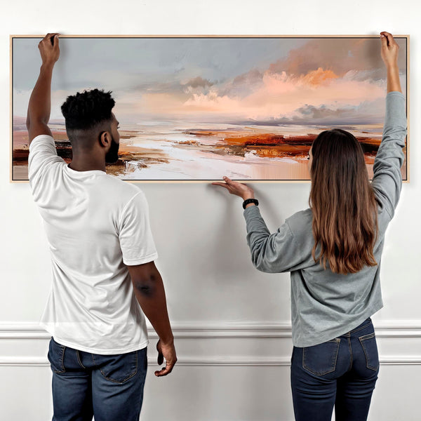 Long Framed Wide Wall Art - Panoramic Blush Horizon