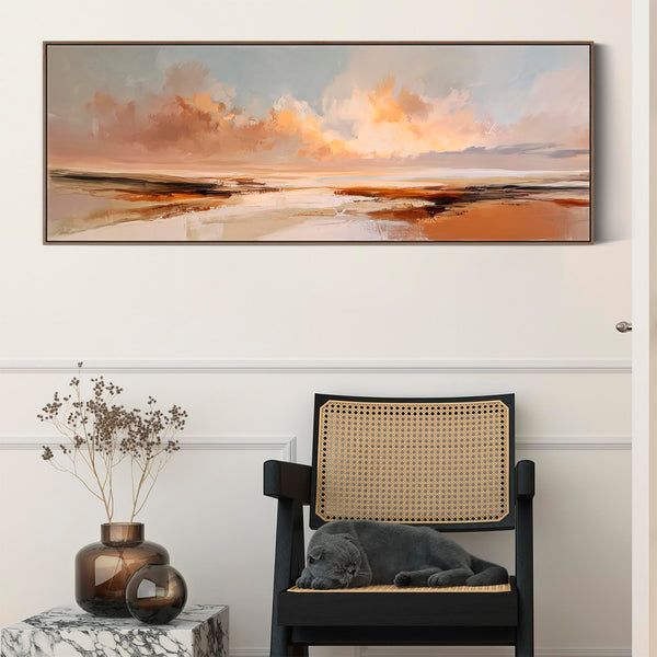 Sienna Abstract Horizon Panoramic Wide Rust Wall Art