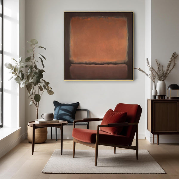 Orange Red Rust Framed Canvas Artwork Rothko Style - Abstract Warmth