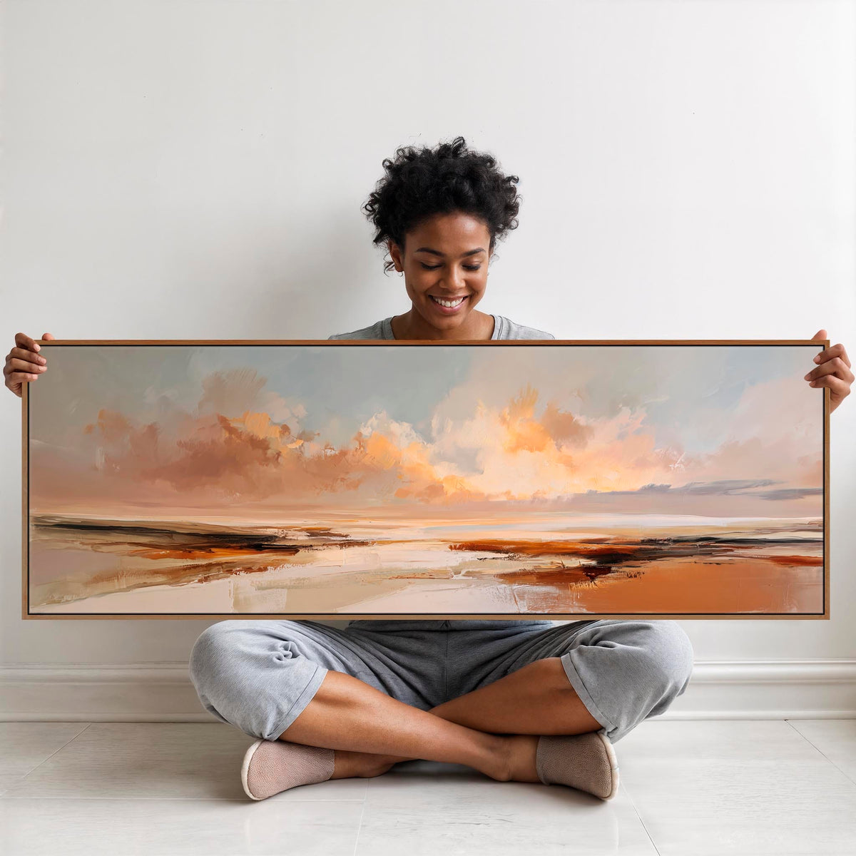 Sienna Abstract Horizon Panoramic Wide Rust Wall Art – wallfillers.co.uk