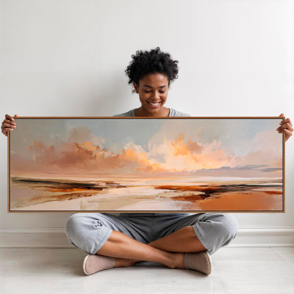 Sienna Abstract Horizon Panoramic Wide Rust Wall Art