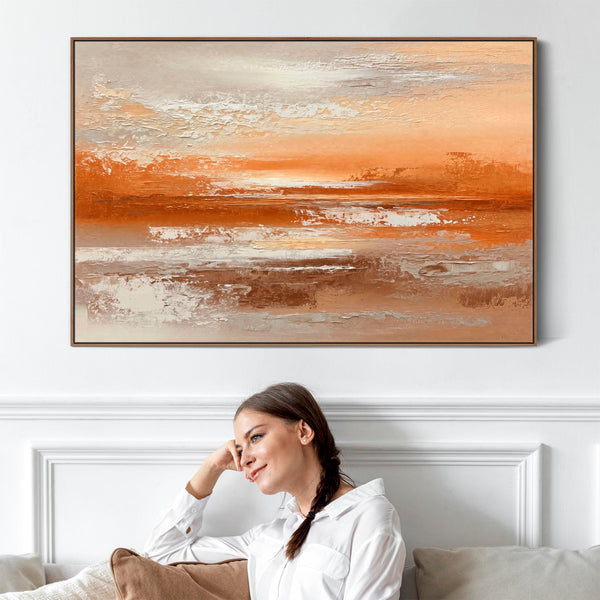 Rust Abstract Framed Artwork - Sienna Horizon