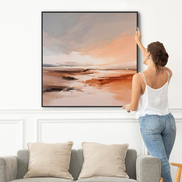 Terracotta Flow - Framed Rust Abstract Wall Art