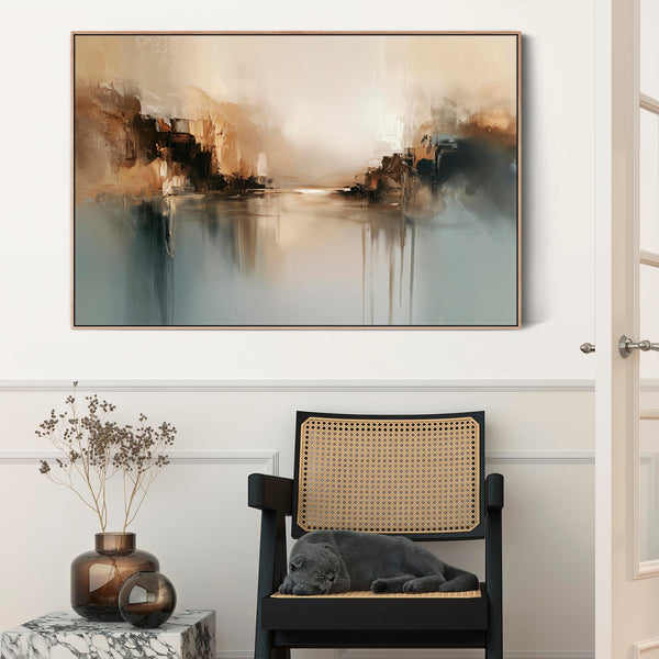 Extra Large Abstract Landscape - Teal Reflection 2 - Canvas Art