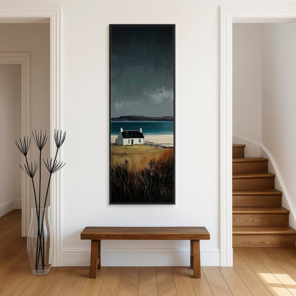 Tall Framed Scottish Print on Canvas Before the Storm