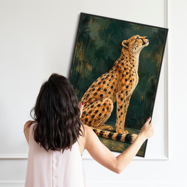 Cheetah Big Cat - Framed Canvas Wall Art - Lyra - Listening