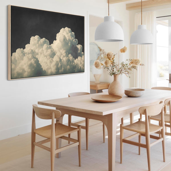 Blue White Abstract Artwork Framed Clouds Cumulus XXL