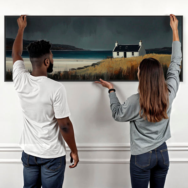 Wide Framed Scottish Print on Canvas Coastal Solitude