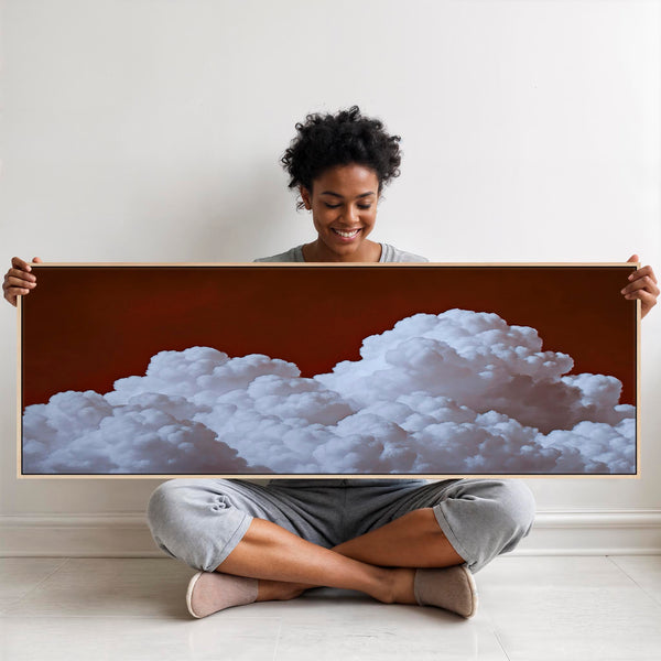 Wide Dark Red Clouds Burgundy Panoramic Wall Art Canvas