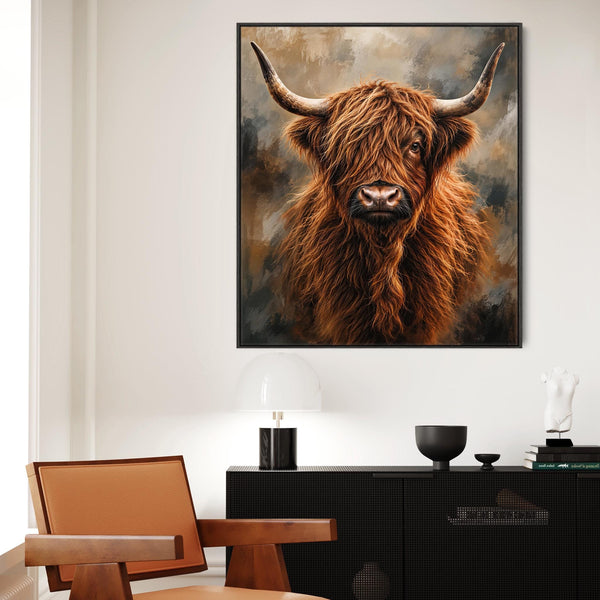 Finlay - Highland Cow - Copper & Neutral - Framed Coo Wall Art
