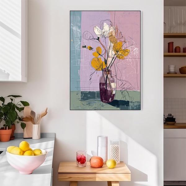 Floral Arrangement - Purple Lilac Wall Art Print on Canvas Framed