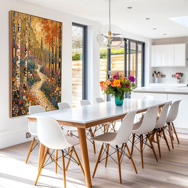 Gustav Klimt inspired Colourful Framed Canvas Art Forest Path