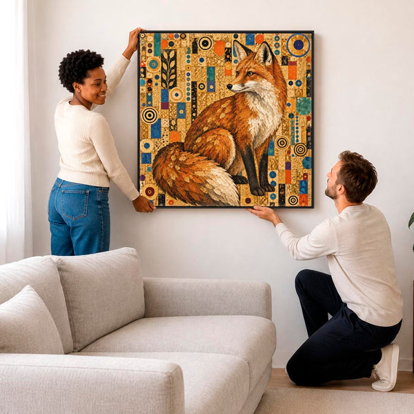 Large Gustav Klimt inspired Framed Canvas Wall Art - Foxy