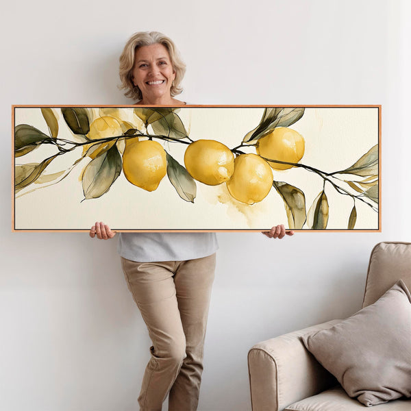 Framed Kitchen Wall Art Print Canvas Fresh Lemons