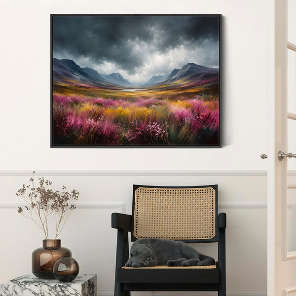 Large Framed Scottish Wall Art - Highland Heather