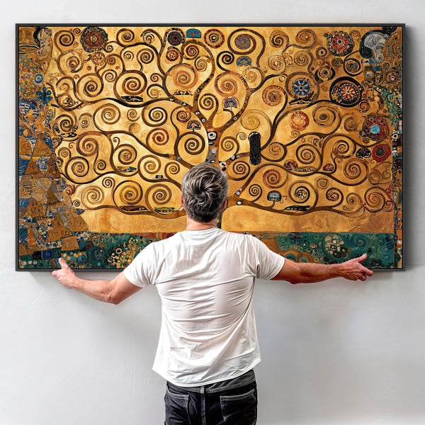 Large Gustav Klimt inspired Tree of Life Framed Canvas Wall Art