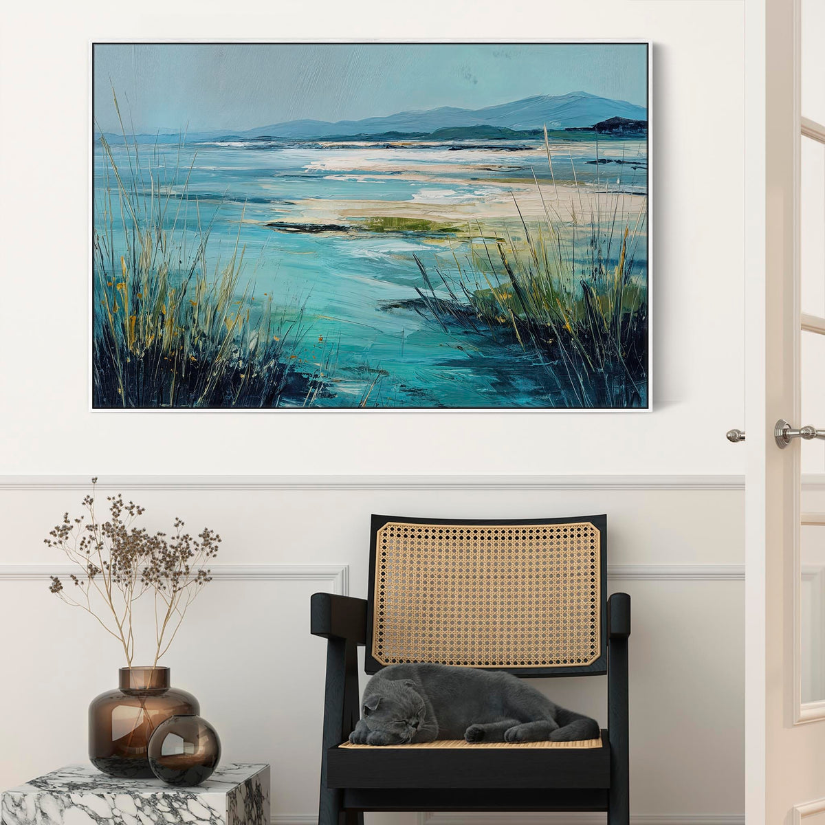 Irish Coastal Beach Landscape Framed Canvas Art Print - Solace ...
