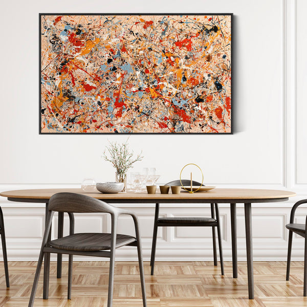 Abstract Colourful Framed Canvas Art - Jackson Pollock Style