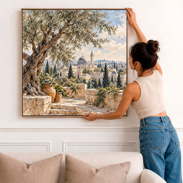 Large Framed Palestine Canvas Jerusalem Mosque - Tranquility