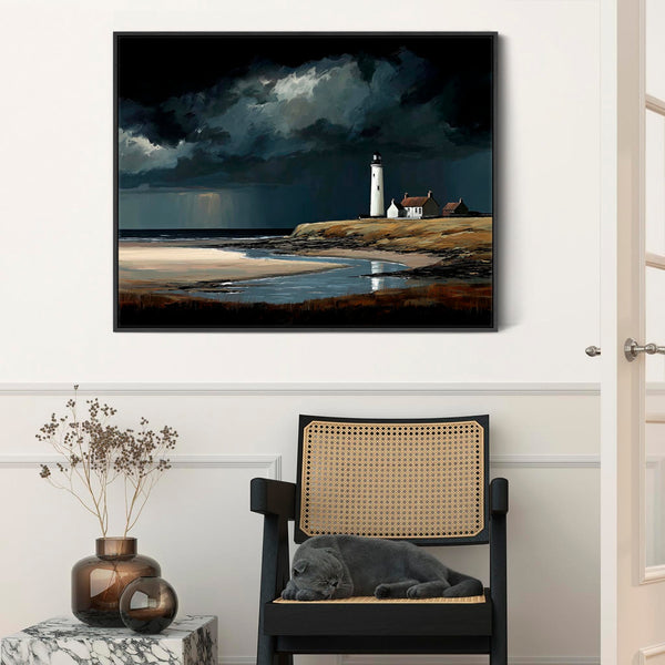 Extra Large Scottish Framed Art - Lighthouse - Last Light